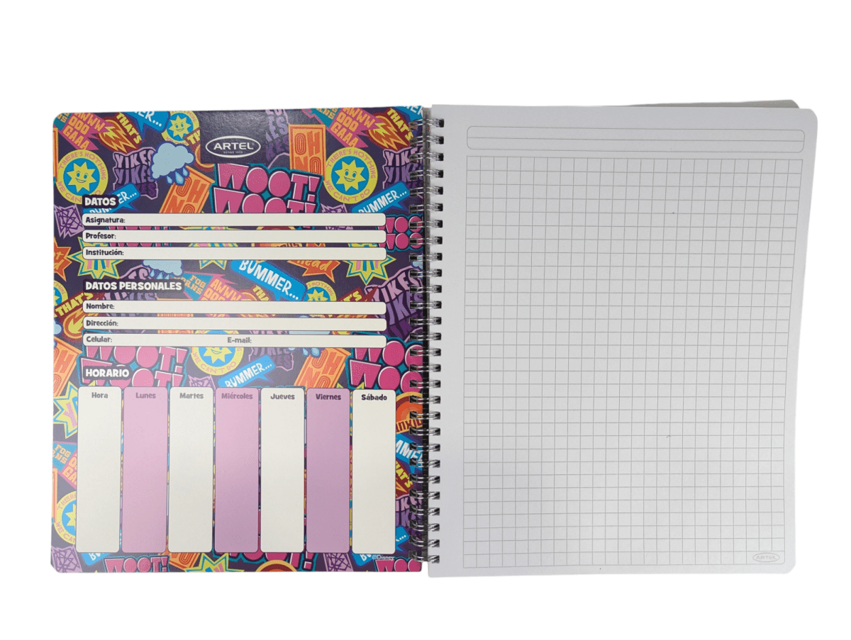 CUADERNO UNIVERSITARIO DOBLE ESPIRAL 100 HOJAS ARTEL INTENSAMENTE ANSIEDAD: CUADRICULADO 7 mm3