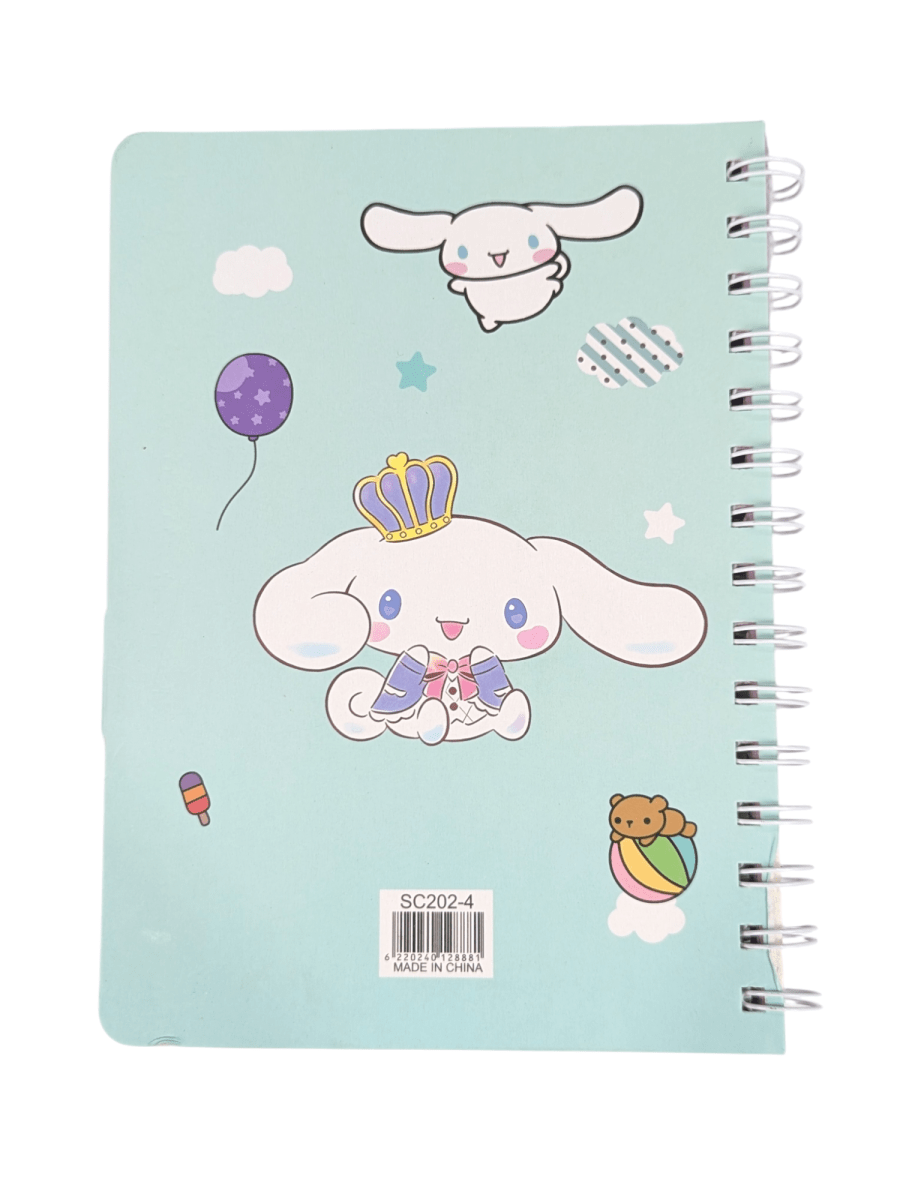 LIBRETA CINNAMOROLL SANRIO CON ESPIRAL Y VELCRO - 80 HOJAS RAYADAS - 20X14CM.2