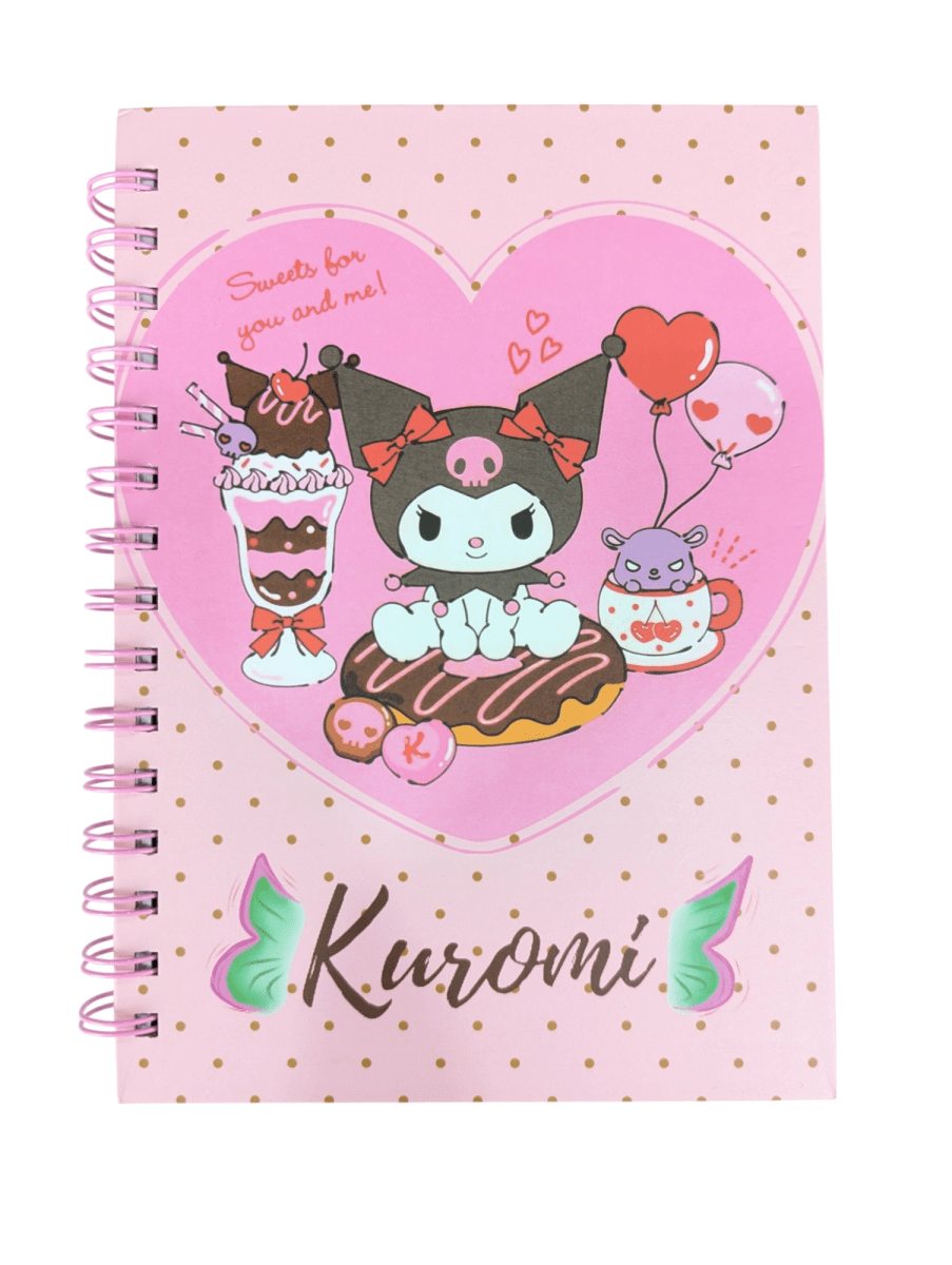 LIBRETA CON ESPIRAL KUROMI PUNTITOS1