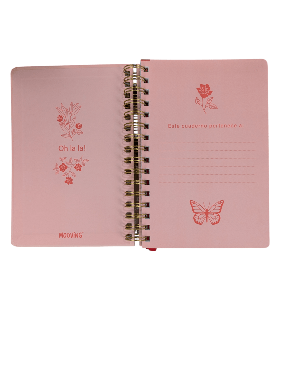 LIBRETA ESPIRALADA ROSADA MOOVING PARIS 80HJS LINEADO A52