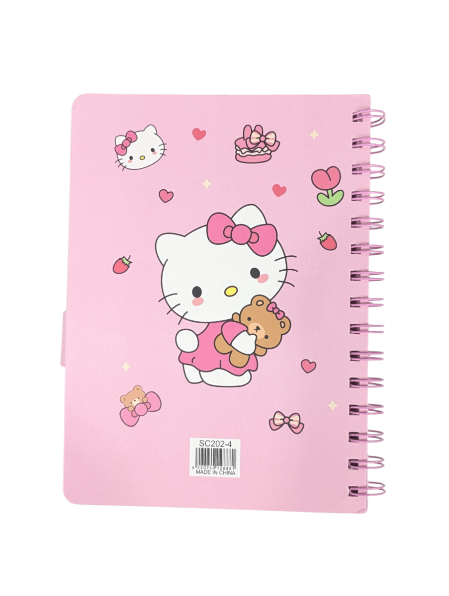 LIBRETA HELLO KITTY SANRIO CON ESPIRAL Y VELCRO - 80 HOJAS RAYADAS - 20X14CM.2