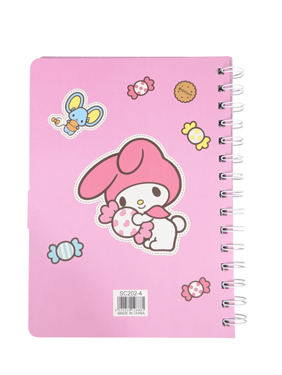 LIBRETA MY MELODY SANRIO CON ESPIRAL Y VELCRO - 80 HOJAS RAYADAS - 20X14CM.2