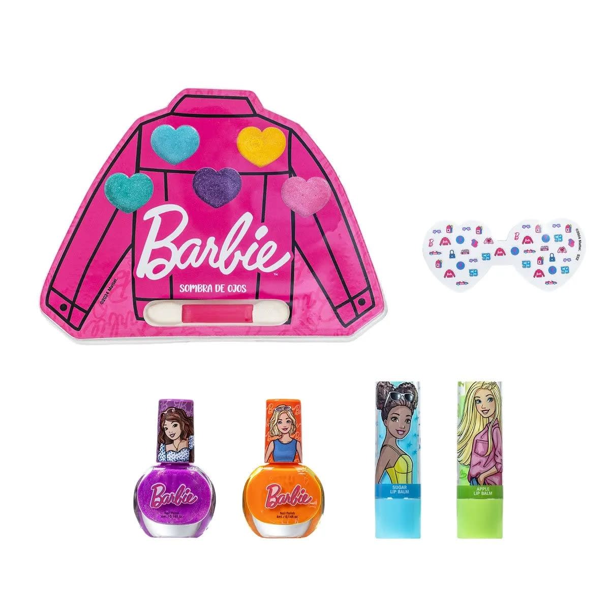 MOCHILA BARBIE + 2 balsamos labiales + 2 esmaltes de uñas + sombra de ojos + stickers2