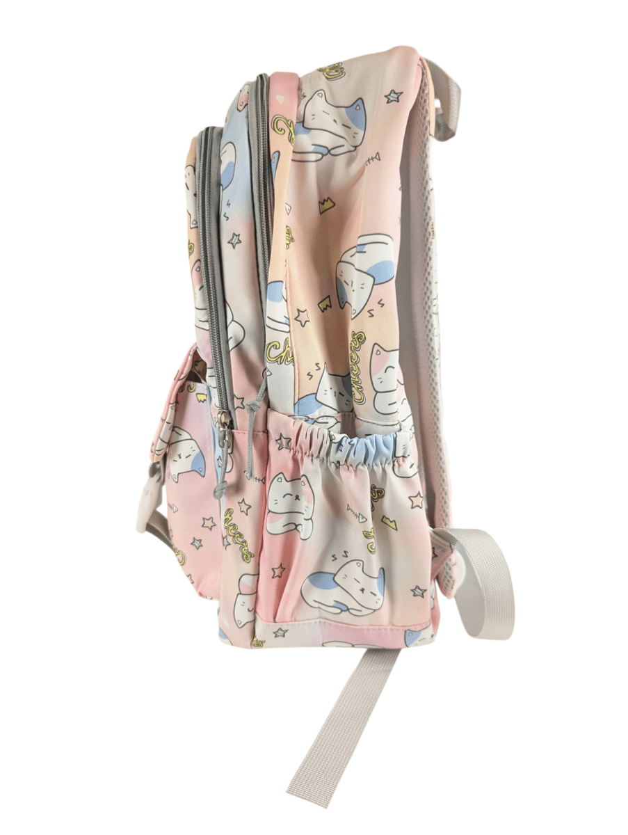 MOCHILA GATITO ROSADA CON DISEÑO KAWAII: PORTA LAPTOP, 2 PORTA BOTELLAS Y ASAS ACOLCHADAS.5