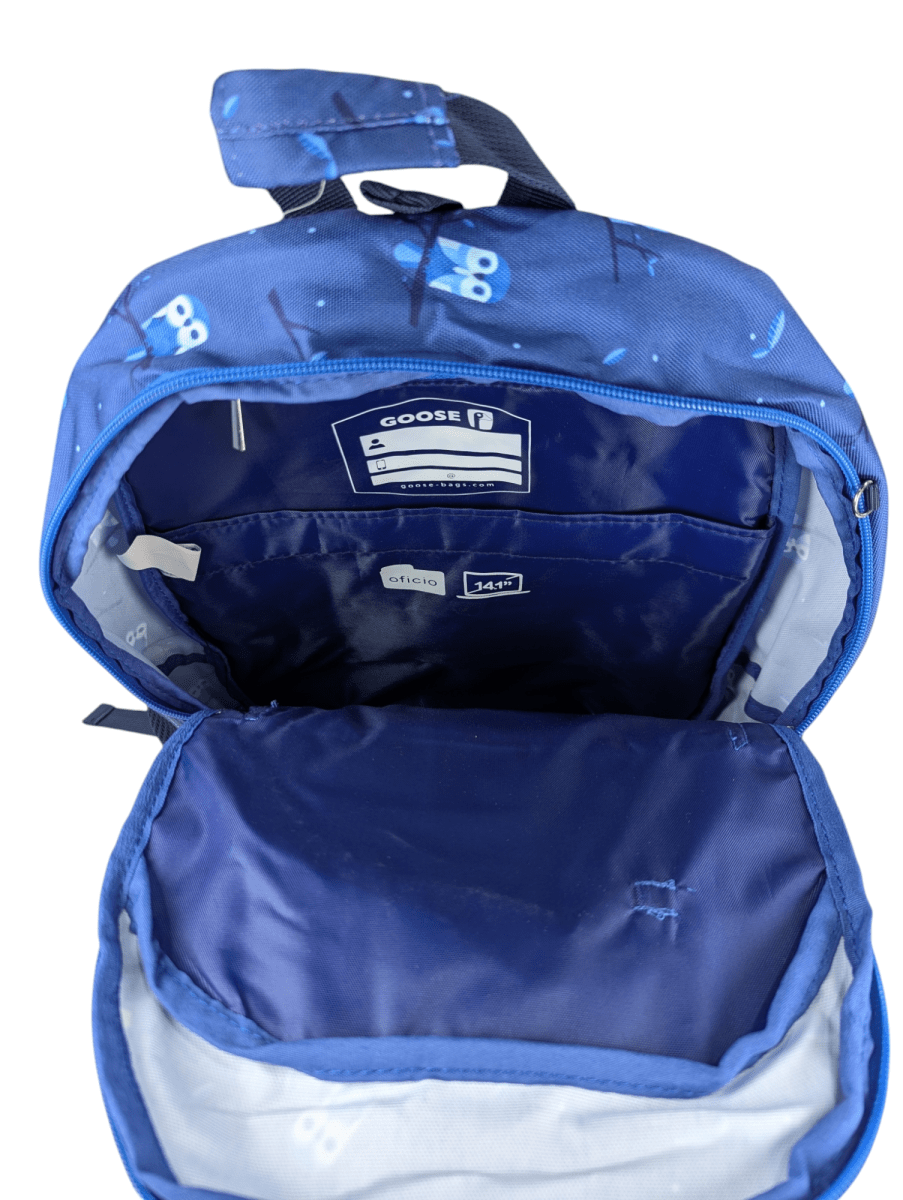 MOCHILA GOOSE BUHOS AZUL: DISEÑO DI COMO, 2 COMPARTIMIENTOS Y PORTA LAPTOP3