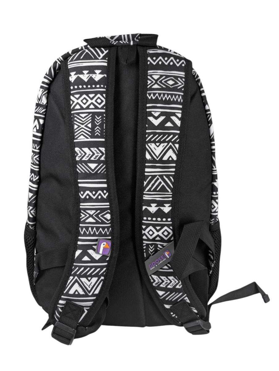 MOCHILA GOOSE DI COMO ÉTNICO NEGRO GRIS PLATA: 2 COMPARTIMIENTOS Y PORTA LAPTOP5