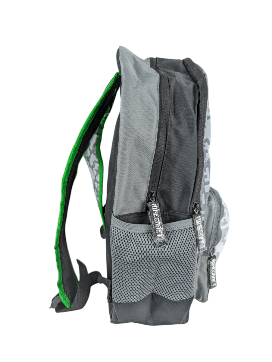 MOCHILA MINECRAFT GRIS JUVENIL: DISEÑO PIXELADO, CON PORTA LAPTOP TY 3 COMPARTIMIENTOS4