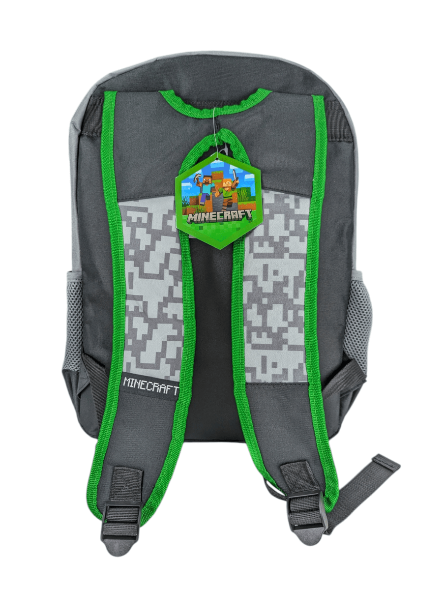 MOCHILA MINECRAFT GRIS JUVENIL: DISEÑO PIXELADO, CON PORTA LAPTOP TY 3 COMPARTIMIENTOS6