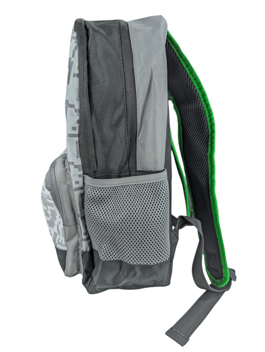 MOCHILA MINECRAFT GRIS JUVENIL: DISEÑO PIXELADO, CON PORTA LAPTOP TY 3 COMPARTIMIENTOS3