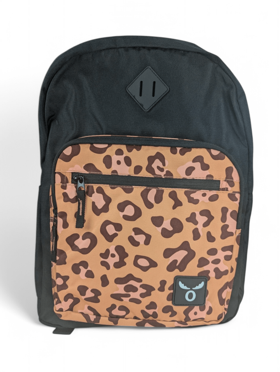 MOCHILA MOOSE RESISTANCE LEOPARDO: COMPARTIMIENTO PARA LAPTOP, ESTILO ANIMAL PRINT1