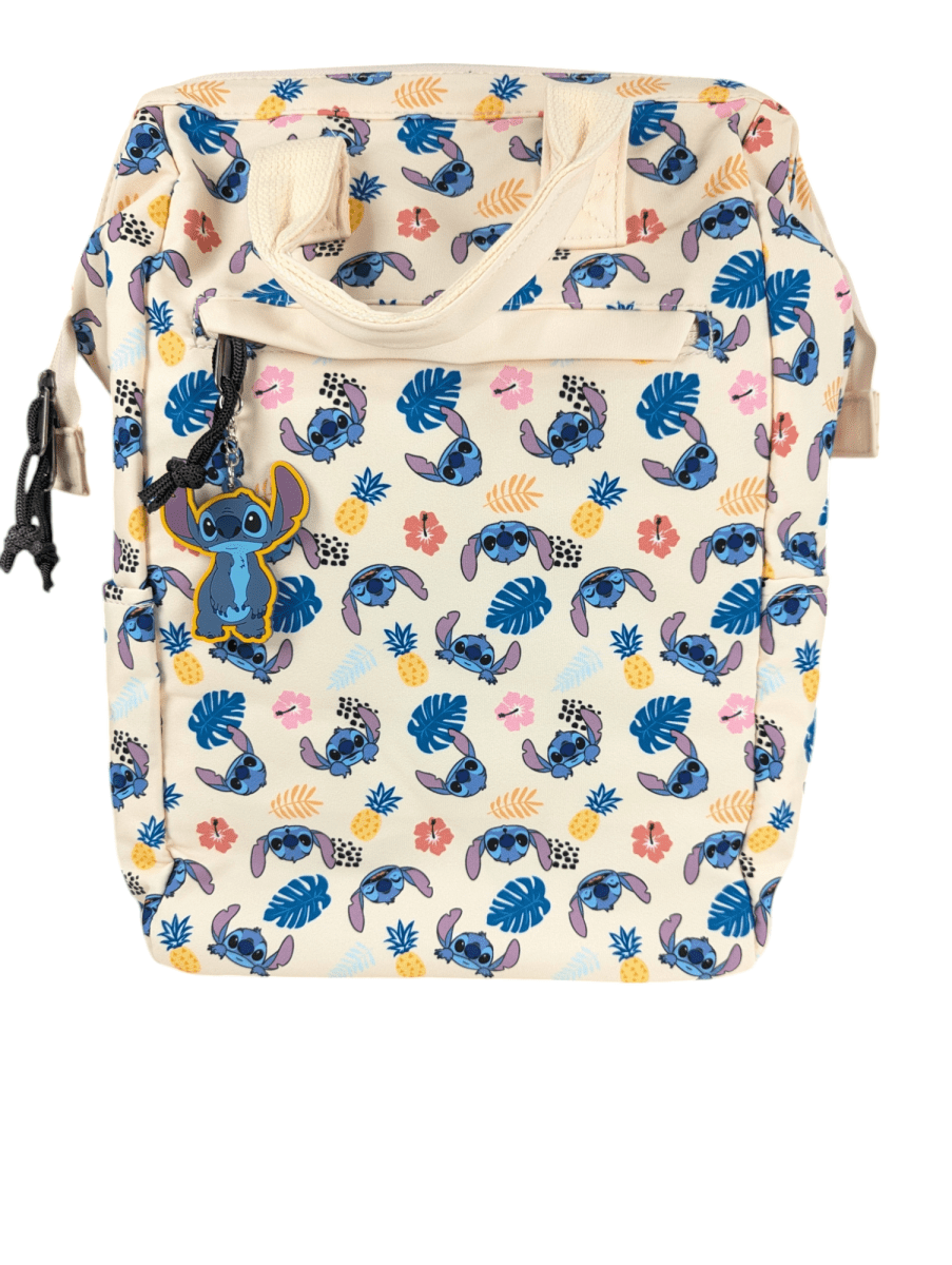 MOCHILA STITCH FLORAL MANGO: JUVENIL, CON PORTA LAPTOP Y MULTIPLES BOLSILLOS1