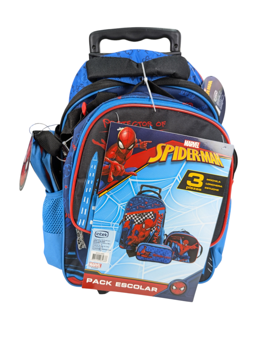 PACK ESCOLAR AMAZING SPIDERMAN CON RUEDAS: MOCHILA, LONCHERA Y ESTUCHE DISNEY 20251