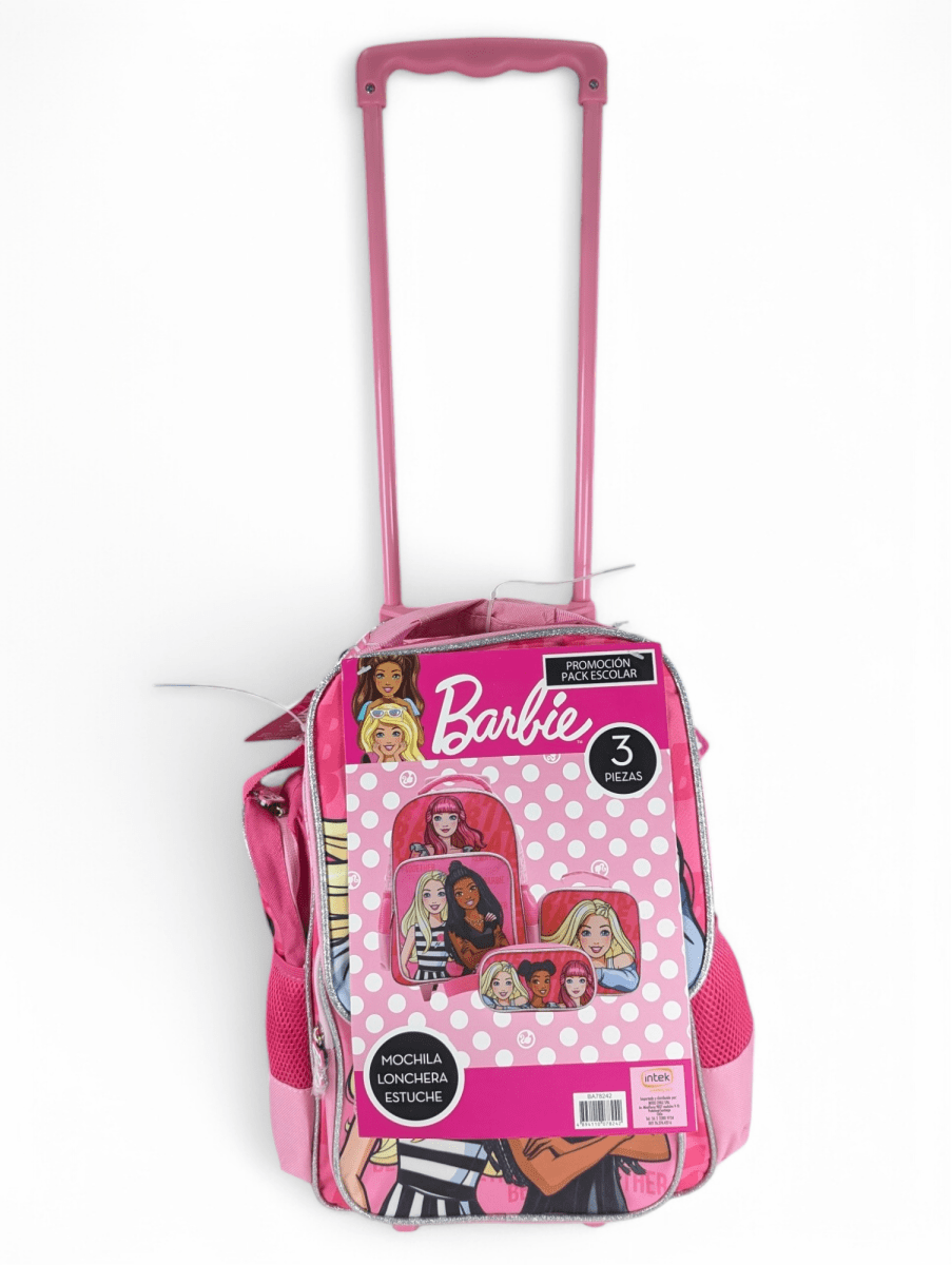 PACK ESCOLAR BARBIE CON RUEDAS: MOCHILA, LONCHERA Y ESTUCHE 20252