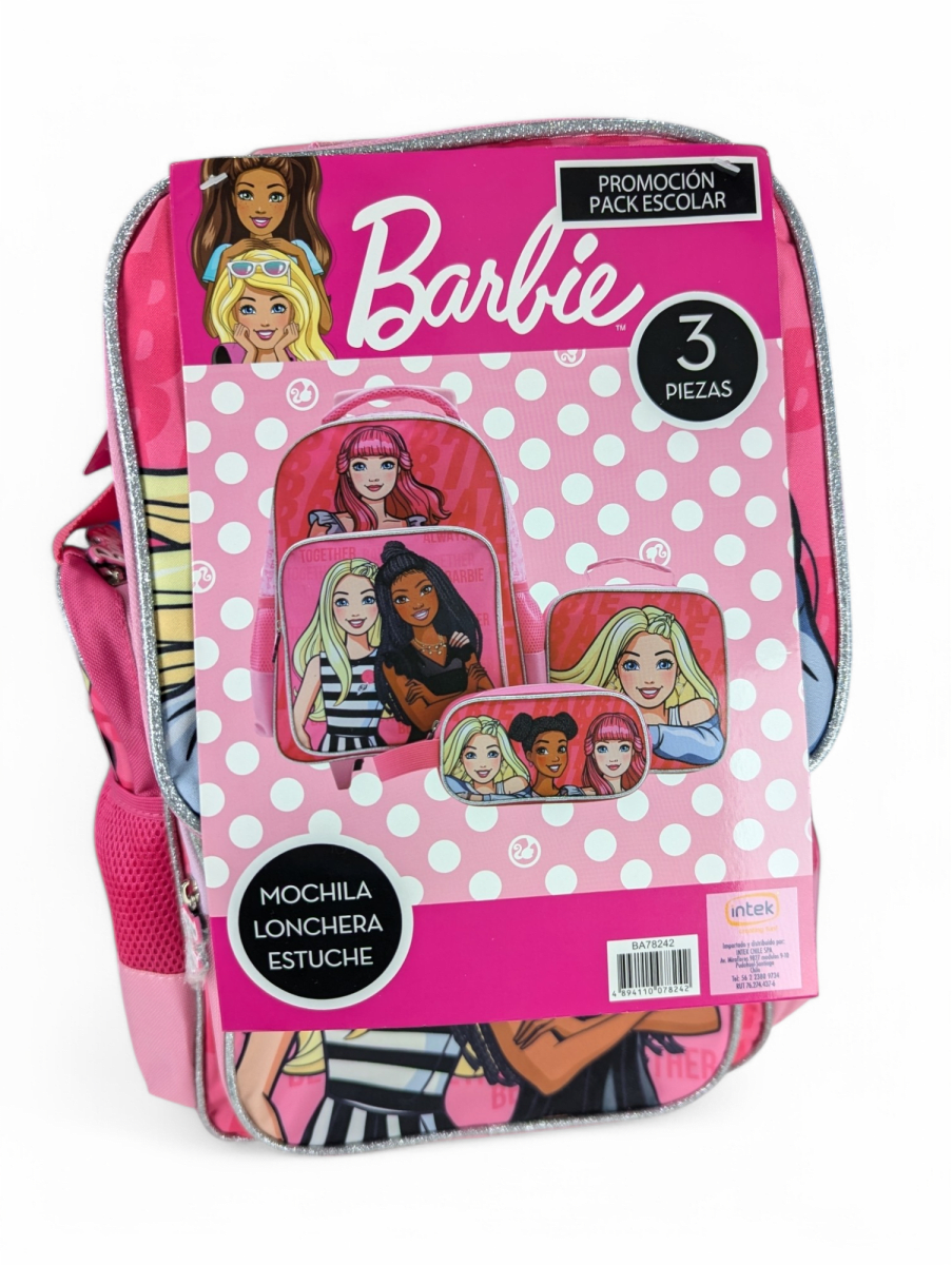 PACK ESCOLAR BARBIE CON RUEDAS: MOCHILA, LONCHERA Y ESTUCHE 20251