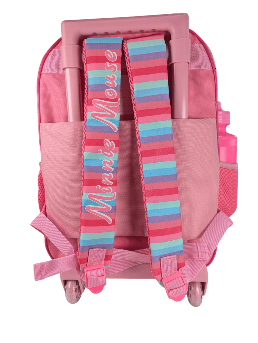 PACK ESCOLAR MINNIE 4 PIEZAS CON RUEDAS: MOCHILA, LONCHERA, ESTUCHE Y BOTELLA DISNEY 20256