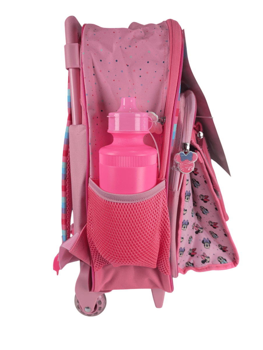 PACK ESCOLAR MINNIE 4 PIEZAS CON RUEDAS: MOCHILA, LONCHERA, ESTUCHE Y BOTELLA DISNEY 20255