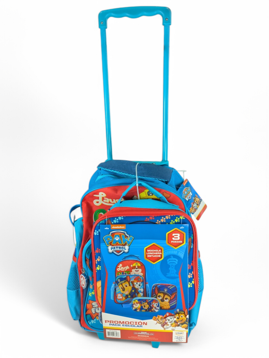 PACK ESCOLAR PAW PATROL BOY CON RUEDAS: MOCHILA, LONCHERA Y ESTUCHE DISNEY 20256
