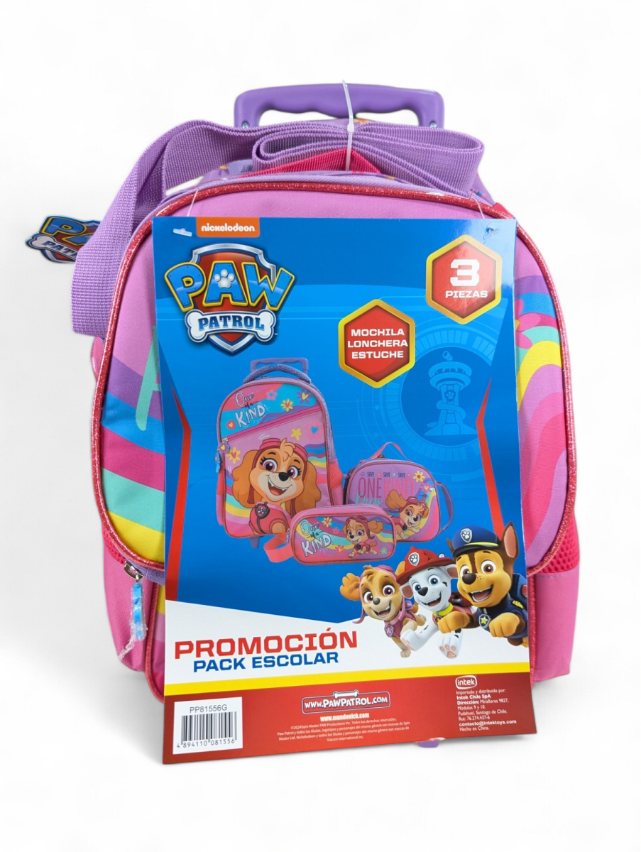 PACK ESCOLAR PAW PATROL SKYE CON RUEDAS: MOCHILA, LONCHERA Y ESTUCHE DISNEY 20251