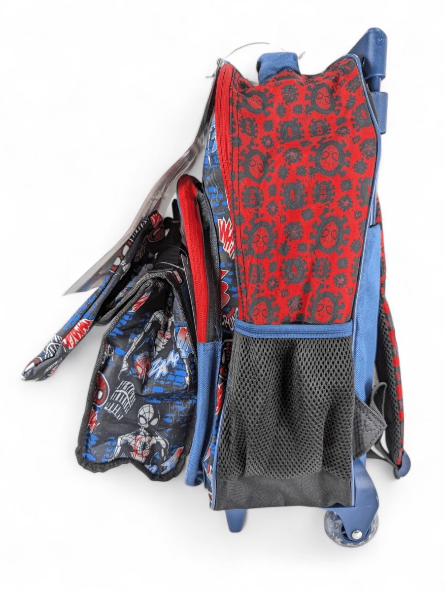 PACK ESCOLAR SPIDERMAN 4 PIEZAS CON RUEDAS: MOCHILA, LONCHERA, ESTUCHE Y BOTELLA MARVEL 20254