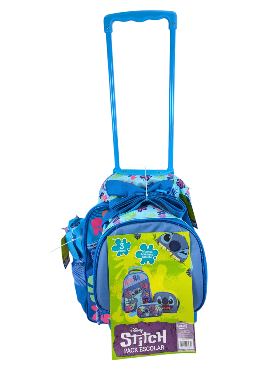 PACK ESCOLAR STITCH CON RUEDAS: MOCHILA, LONCHERA Y ESTUCHE DISNEY 20252