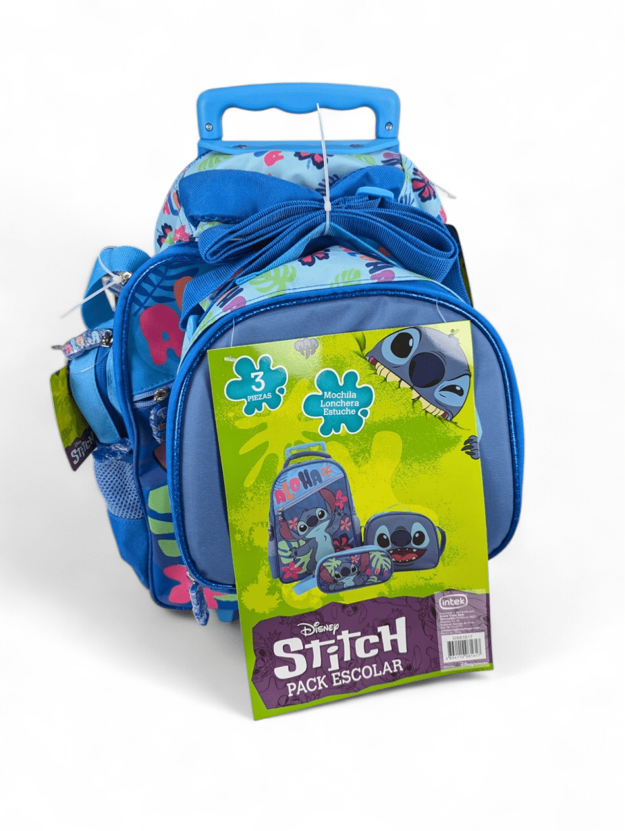 PACK ESCOLAR STITCH CON RUEDAS: MOCHILA, LONCHERA Y ESTUCHE DISNEY 2025 0
