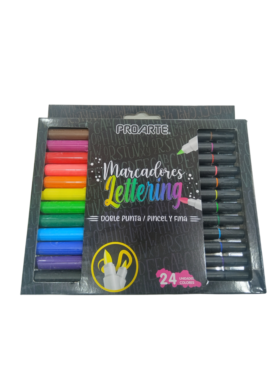 MARCADOR PROARTE DOBLE PUNTA LETTERING 24 COLORES1