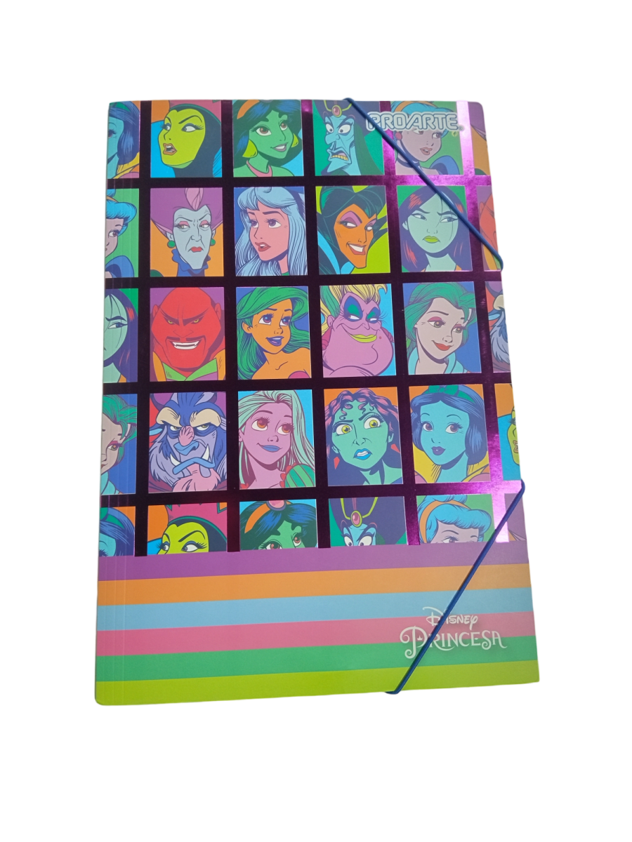 CARPETA C/ELASTICO OFICIO PRINCESAS FRANJAS COLORES2