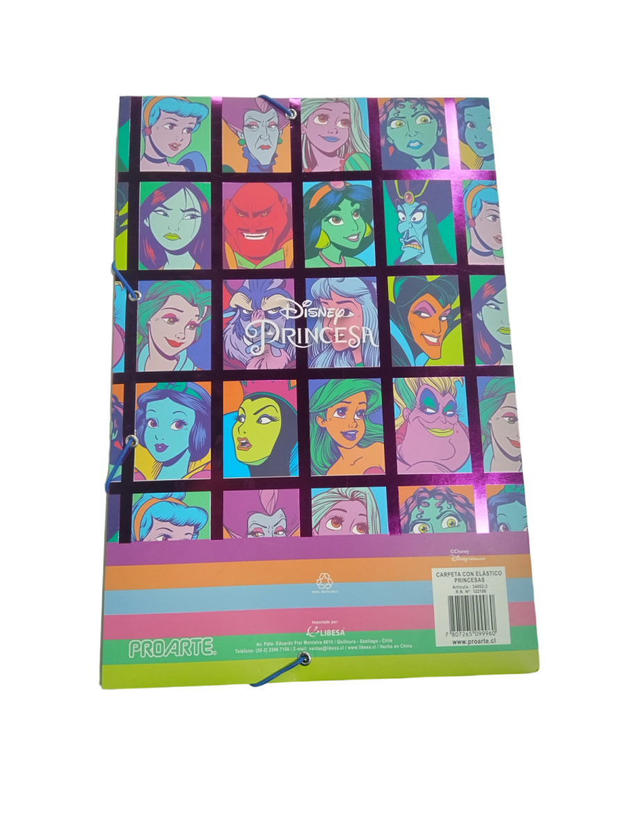 CARPETA C/ELASTICO OFICIO PRINCESAS FRANJAS COLORES1