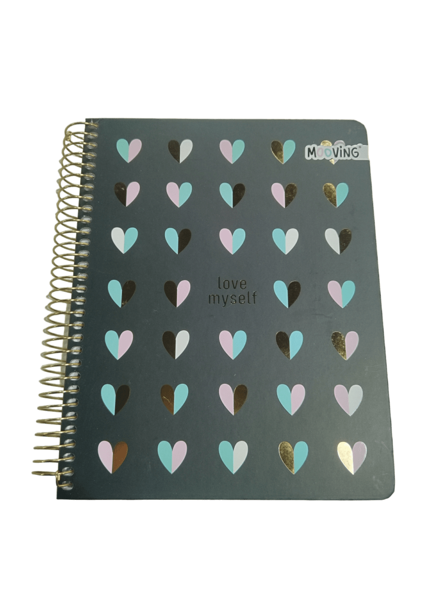 CUADERNO MEDIA OFICIO CHIC 3 MATERIAS NEGRO CORAZONES1