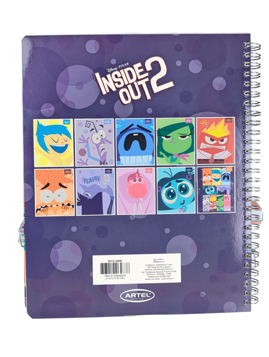 CUADERNO UNIVERSITARIO DOBLE ESPIRAL 100 HJS ARTEL INTENSAMENTE MIEDO: DISEÑO ORIGINAL Y DIVERTIDO2