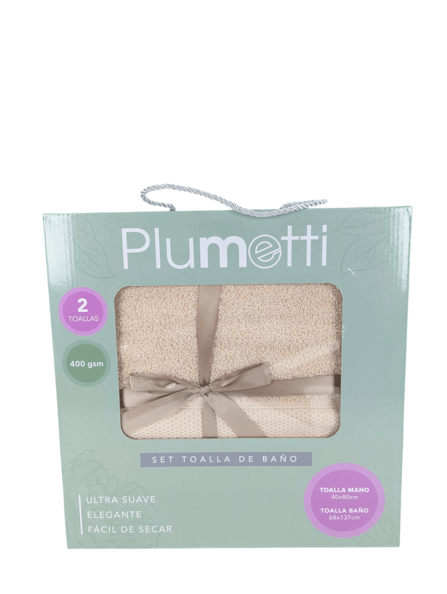 SET 2 TOALLAS PLUMETTI 400GRS TAUPE1