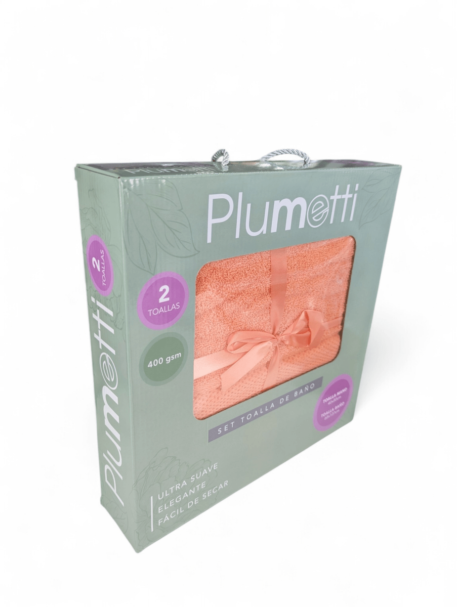 SET 2 TOALLAS PLUMETTI CORAL 400GRS CAJA2