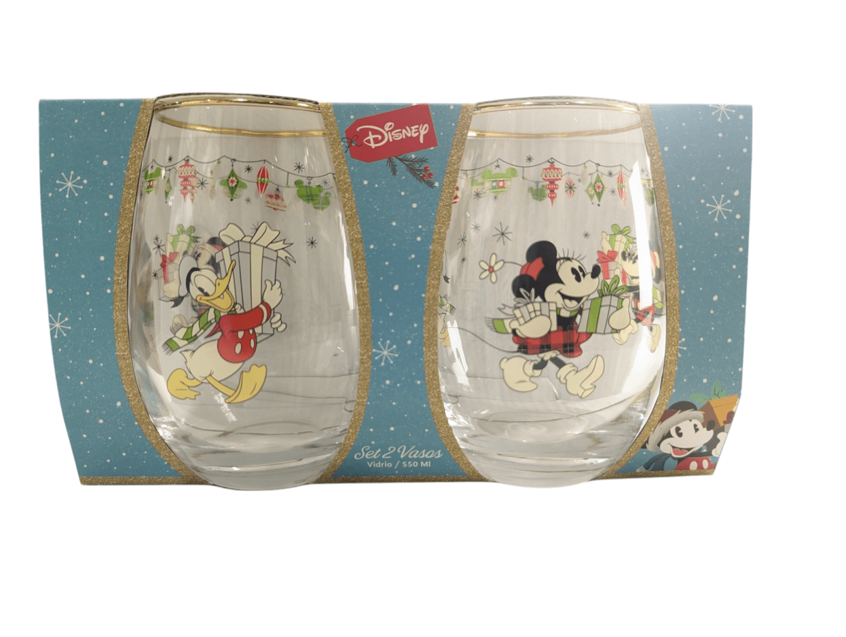 SET 2 VASOS VIDRIO EDICIÓN NAVIDAD DISNEY1