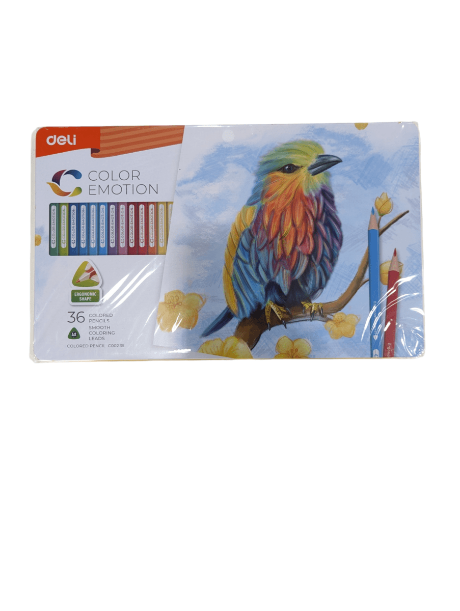 SET DE 36 LAPICES DE COLORES DELI EN ESTUCHE DE METAL1