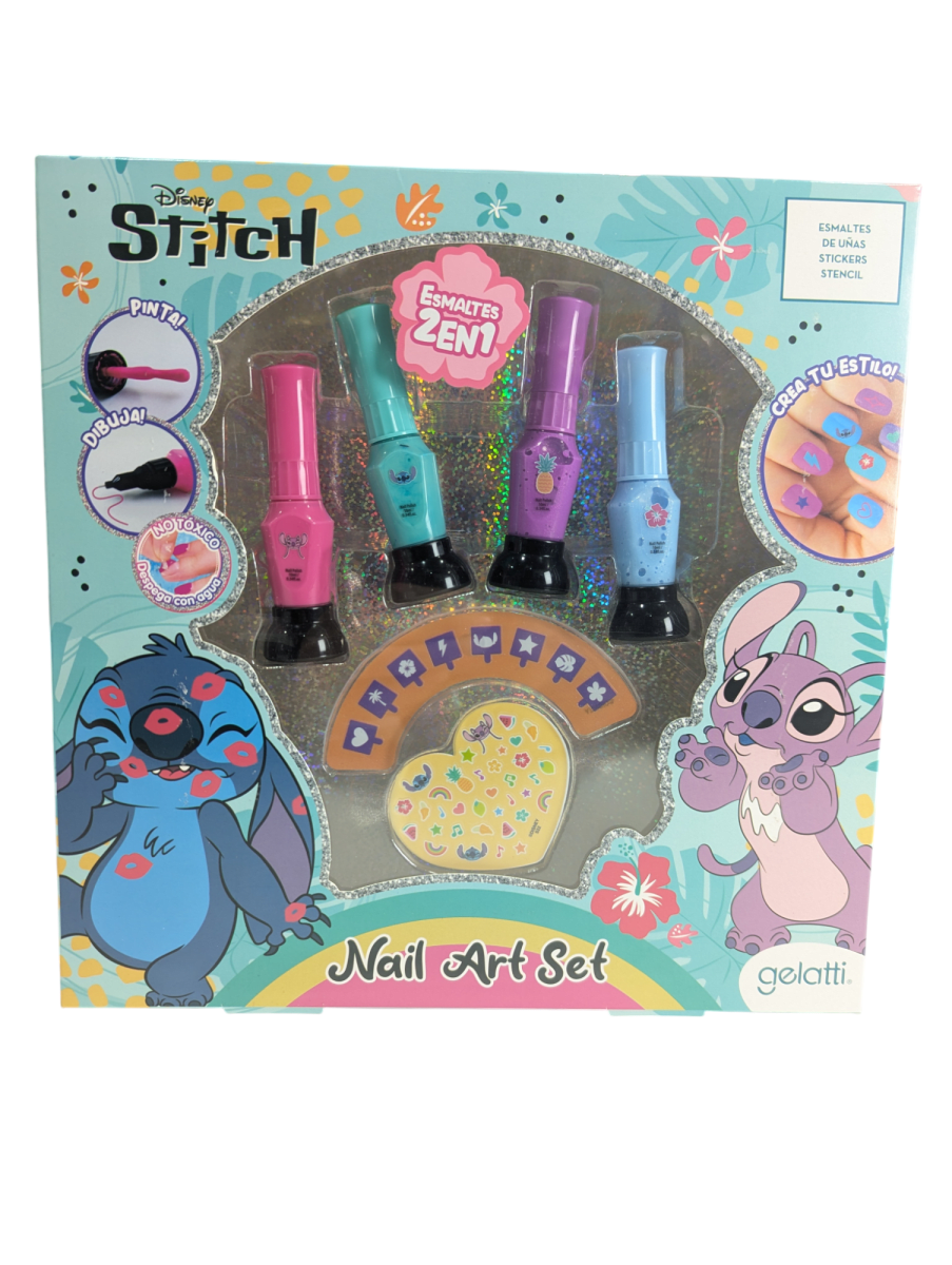SET DE 4 ESMALTES DE UÑAS STITCH + SET DE UÑAS + STENCIL + STICKERS2
