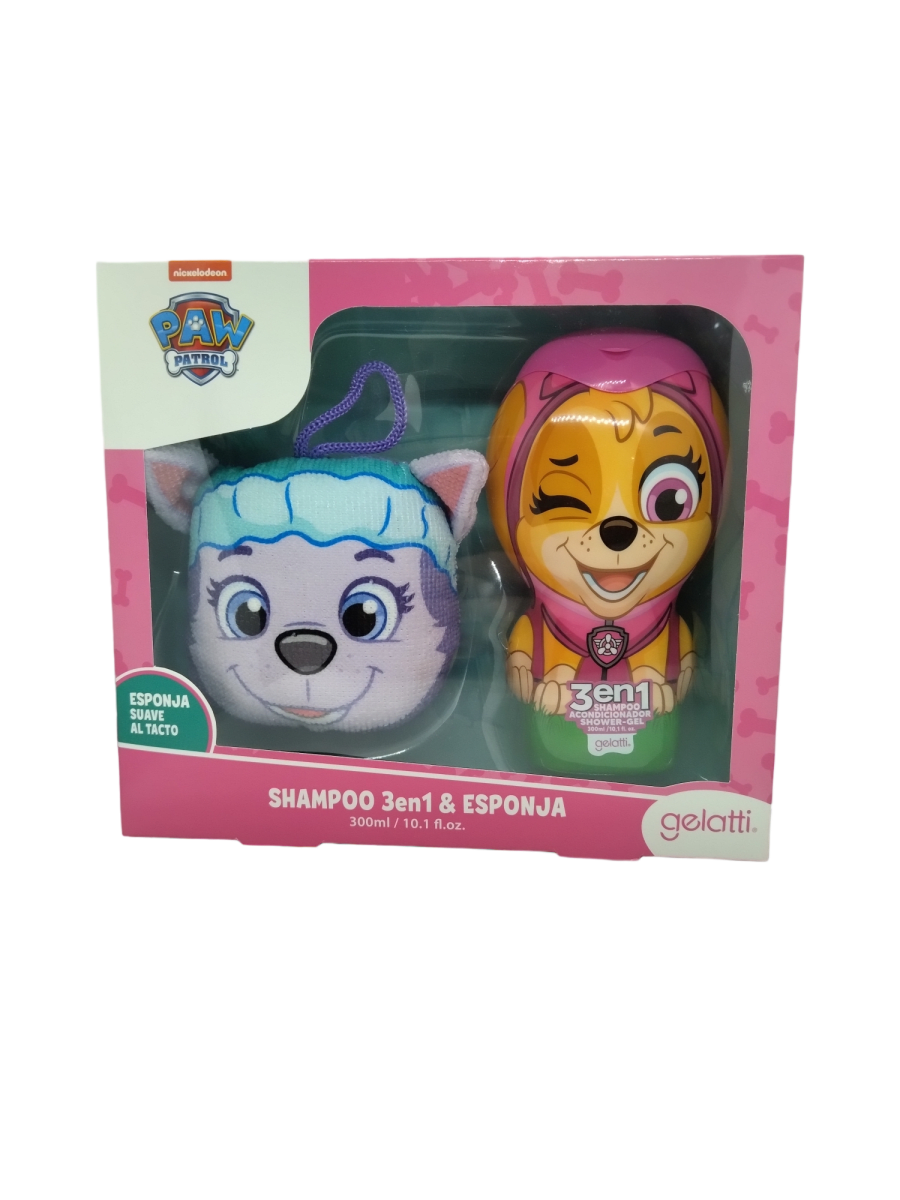 SET DE BAÑO SHAMPOO+ESPONJA SKYE PAW PATROL1