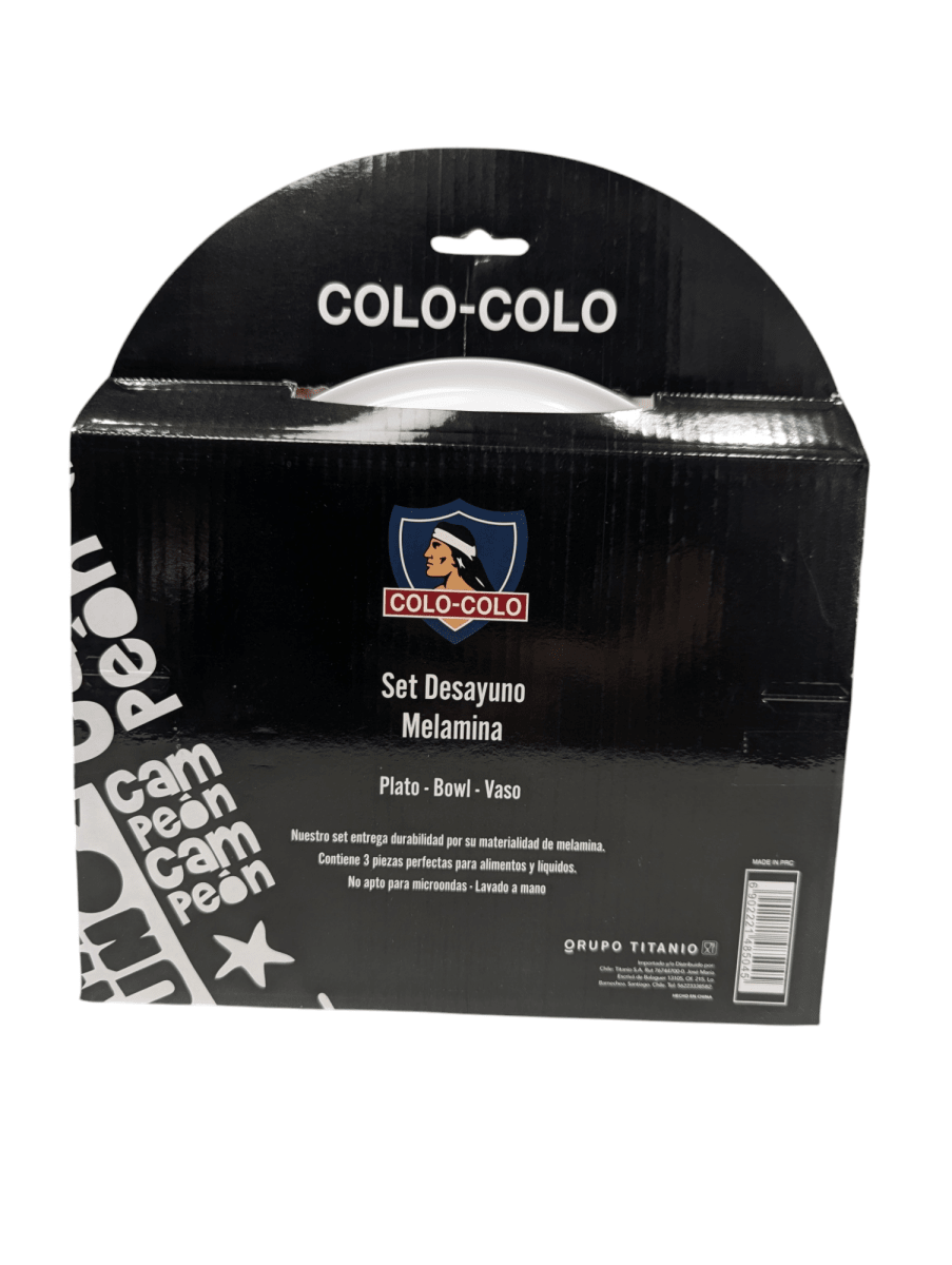 SET DE DESAYUNO COLO COLO FANATIKOS - VAJILLA DE MELAMINA CON ESCUDO OFICIAL3
