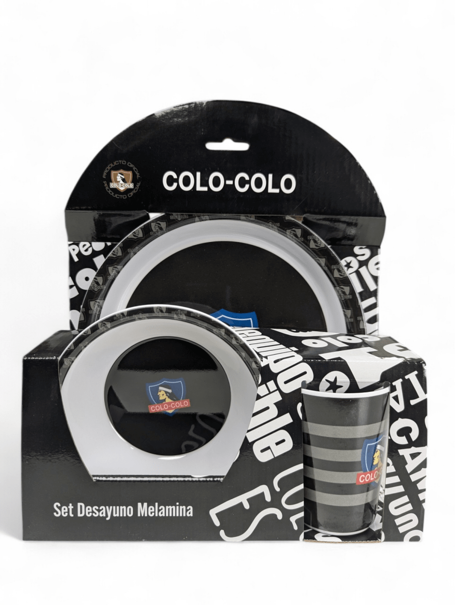 SET DE DESAYUNO COLO COLO FANATIKOS - VAJILLA DE MELAMINA CON ESCUDO OFICIAL1