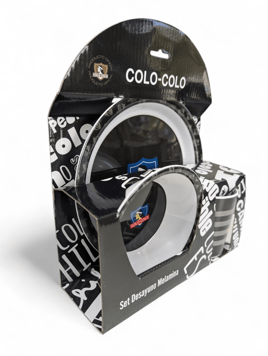 SET DE DESAYUNO COLO COLO FANATIKOS - VAJILLA DE MELAMINA CON ESCUDO OFICIAL2