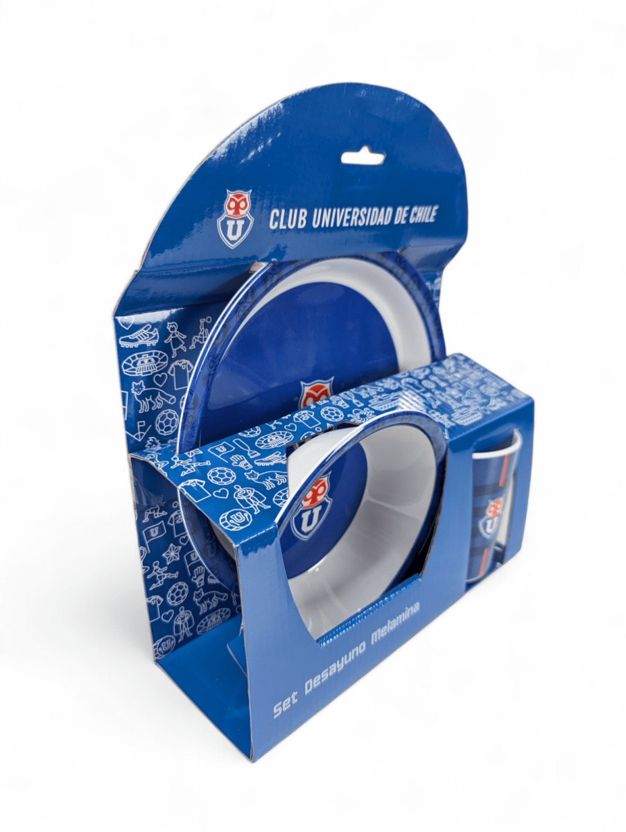 SET DE DESAYUNO U DE CHILE FANATIKOS - VAJILLA DE MELAMINA CON ESCUDO OFICIAL3