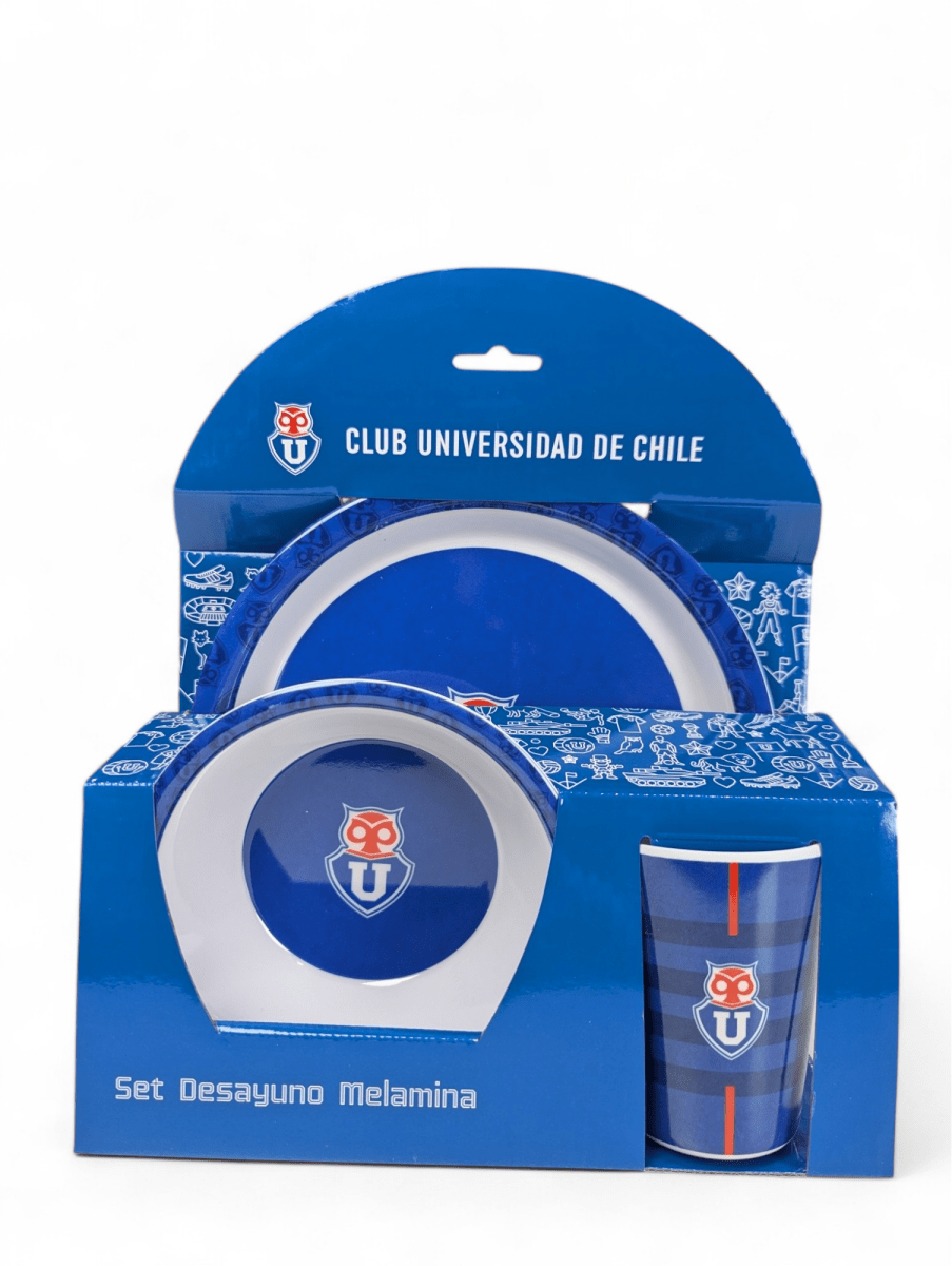 SET DE DESAYUNO U DE CHILE FANATIKOS - VAJILLA DE MELAMINA CON ESCUDO OFICIAL1
