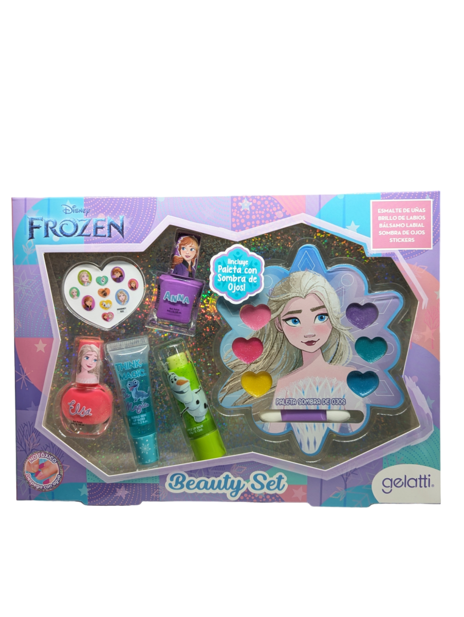 SET MAQUILLAJE ESMALTE+SOMBRAS+GLOSS LABIAL+STICKERS FROZEN1