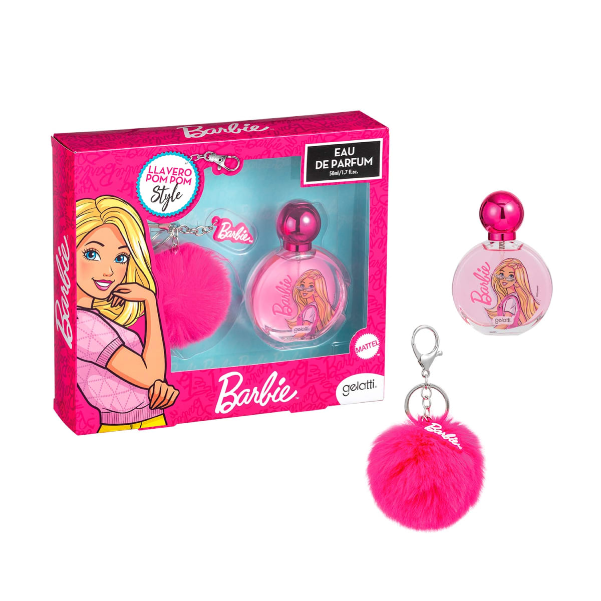 SET DE PERFUME BARBIE 50ML + LLAVERO POM POM1