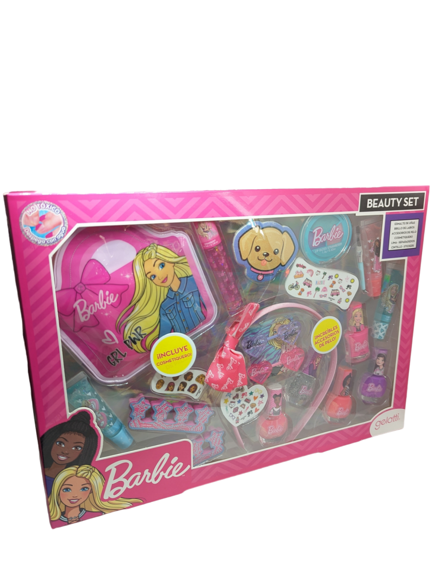 SET MAQUILLAJE C/CINTILLO Y COSMETIQUERO BARBIE2