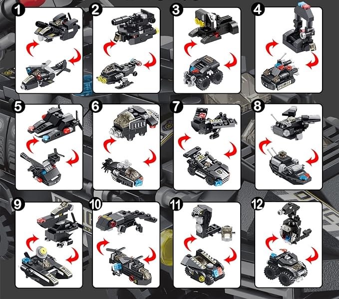 BLOQUES DE CONSTRUCCION SWAT CARRO BLINDADO 572PCS 12 EN 11