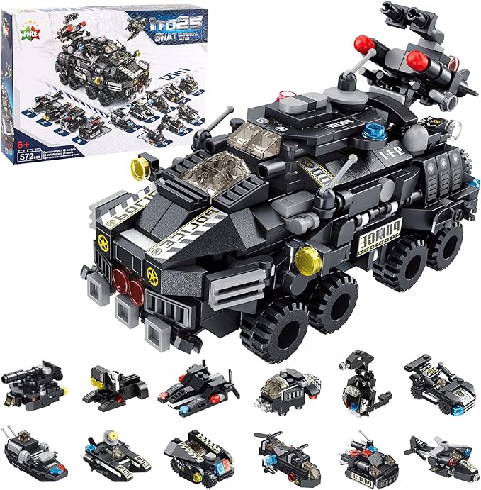BLOQUES DE CONSTRUCCION SWAT CARRO BLINDADO 572PCS 12 EN 12