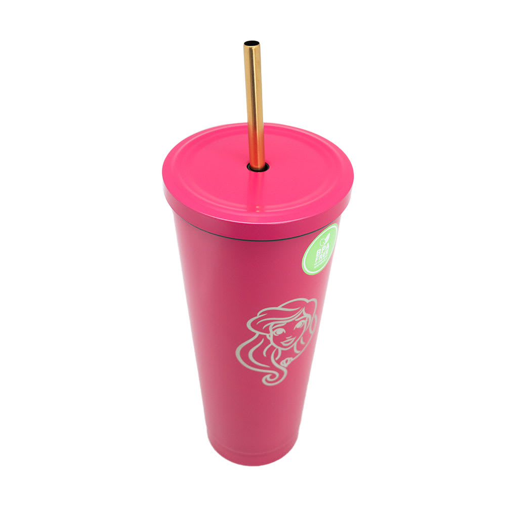 VASO TUMBLER ACERO INOXIDABLE FUSCIA 700ML PRINCESAS2