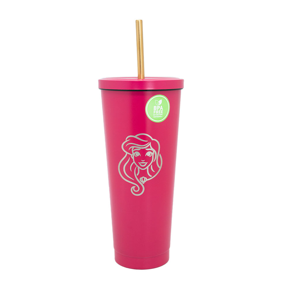 VASO TUMBLER ACERO INOXIDABLE FUSCIA 700ML PRINCESAS3