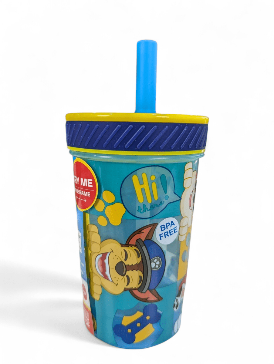 VASO ANTIVUELCO PAW PATROL CON BOMBILLA DE SILICONA - 370 ML1