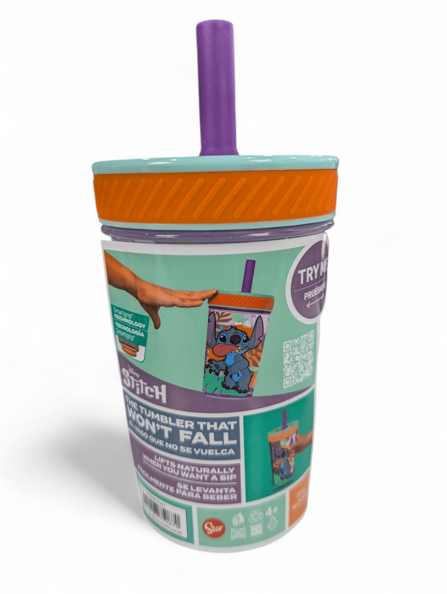 VASO ANTIVUELCO STITCH CON BOMBILLA DE SILICONA - 370 ML2